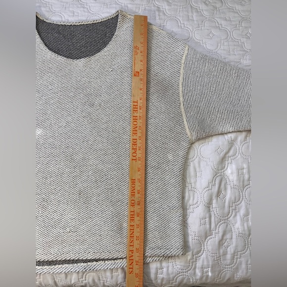 Oversized Textured Knit Top Beige 3/4 Sleeve Round Neck Women’s M/L - Picture 6 of 11